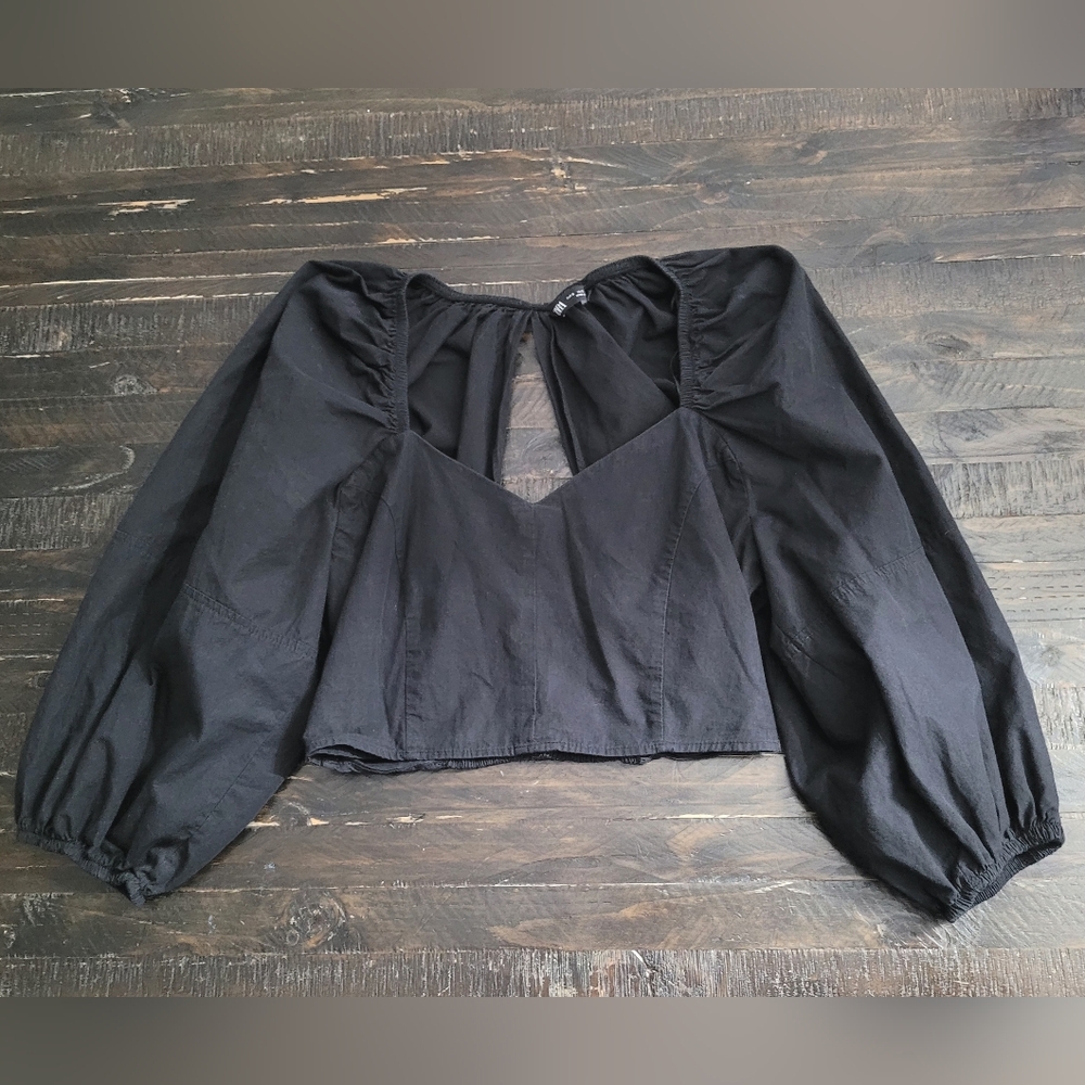 Zara Puff Sleeve Cropped Top Women's Size Small